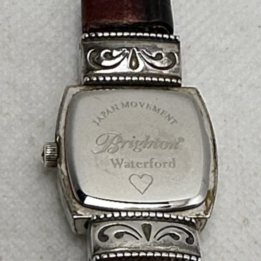 Brighton Silver Watch with Black Leather Strap